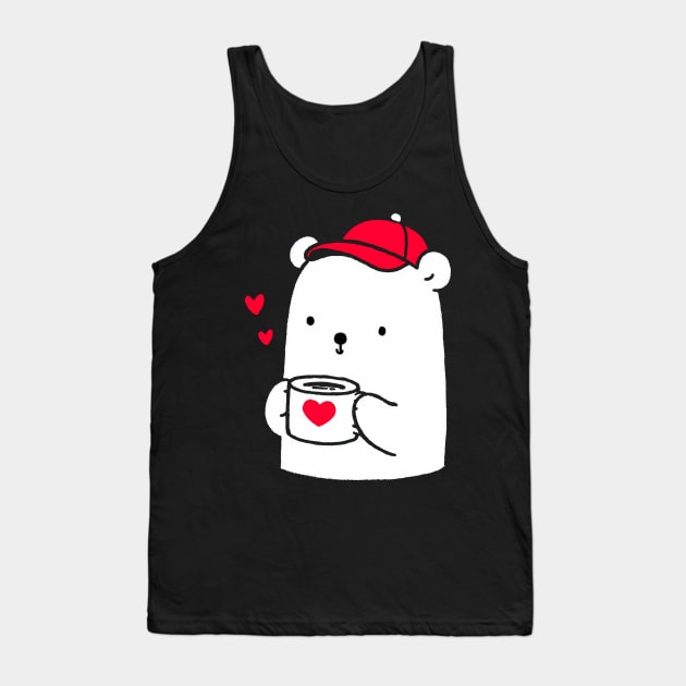 Little bear with coffee Tank Top by Lovely Animals